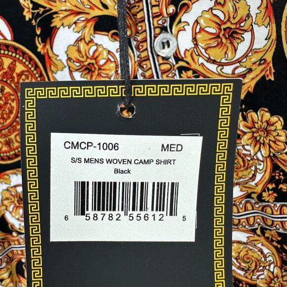 Casa Moda Couture Woven Camp Shirt Mens Size M Black White Button Down - Picture 9 of 11